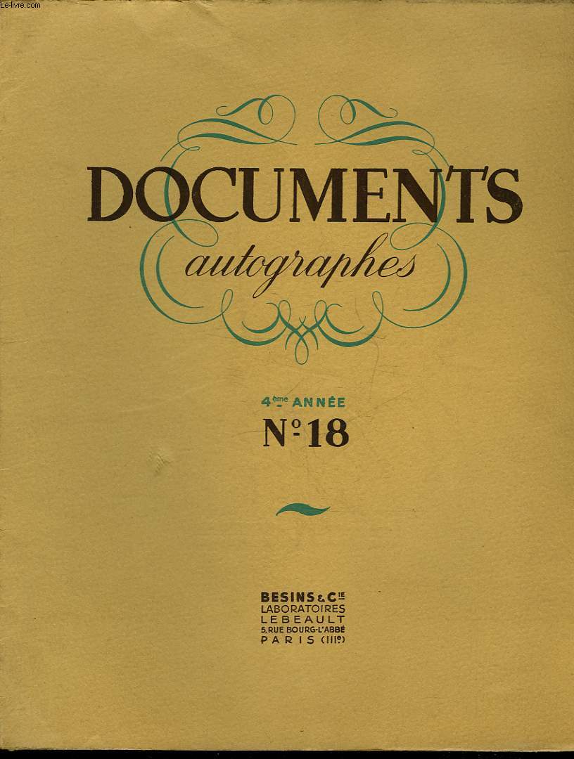 DOCUMENT AUTOGRAPHE - 4 ANNEE - N18 - COMMENTAIRE DE EDMOND JALOUX SUR UNE LETTRE DE MALHERBE