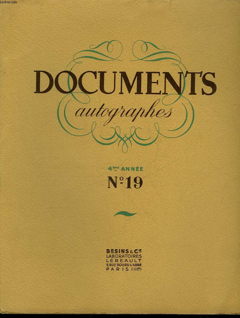 DOCUMENT AUTOGRAPHE - 4 ANNEE - N19 - COMMENTAIRE DE JEAN BOURGUIGNON SUR LE CODICILLE DE NAPOLEON