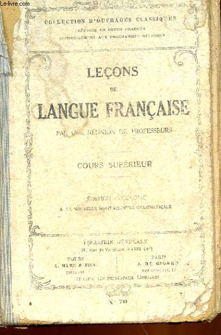 LECONS DE LANGUE FRANCAISE - COURS SUPERIEUR