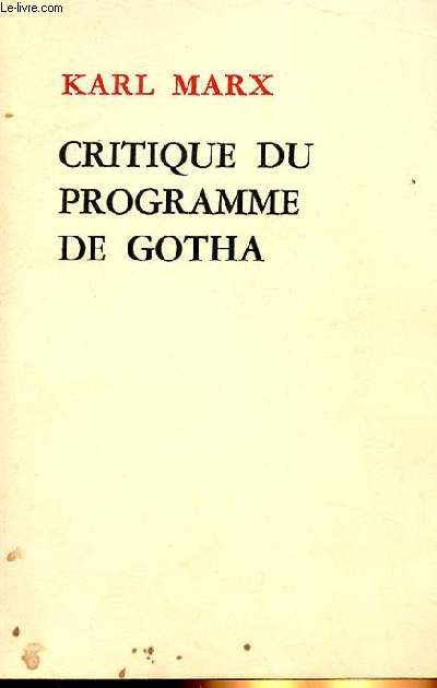 CRITIQUE DU PROGRAMME DE GOTHA