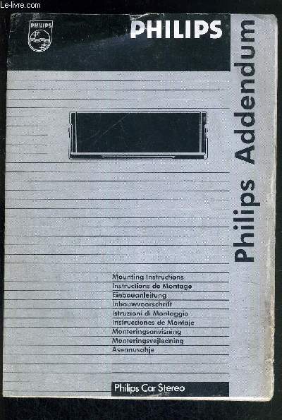 NOTICE DEPLIANTE PHILIPS ADDENDUM - PHILIPS CAR STEREO