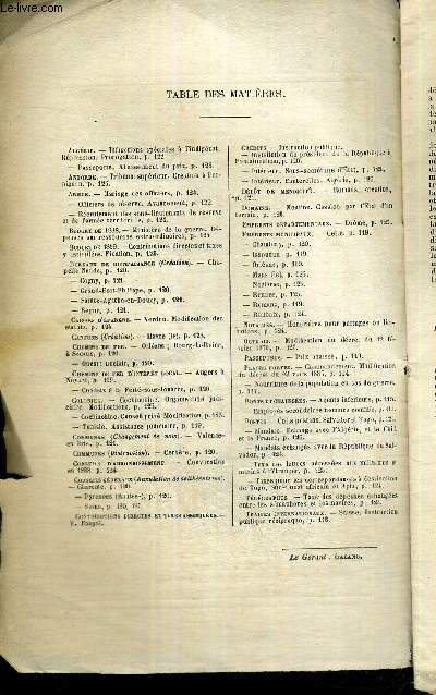 BULLETIN ANNOTE DES LOIS ET DECRETS - RECUEIL COMPLET DE LEGISLATION FRANCAISE - N8 - anne 1888 - aout / Algrie : infractions spciales  l'indignat, rpression, prorogation / passeports, abaissement des prix / Andorre : tribunal suprieur...