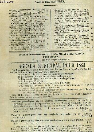 BULLETIN ANNOTE DES LOIS ET DECRETS - RECUEIL COMPLET DE LEGISLATION FRANCAISE - N3 - anne 1883 - mars / Algrie : justices de paix / budget de 1883 : fixation des recettes et des dpenses. Tableaux / code civil : modification de l'article 1734...