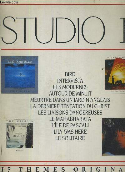 1 DISQUE AUDIO 33 TOURS -15 THEMES ORIGINAUX - STUDIO II / Bird / intervista / les modernes / autour de minuit / meurtre dans un jardin anglais / l'le de Pascali / le solitaire / Lily was here...