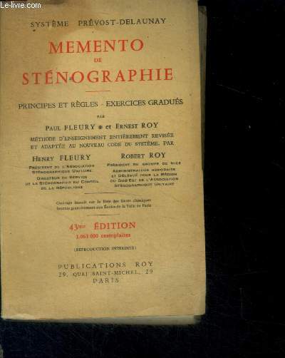 Mmento de Stnographie - Principes et rgles, exercices gradus.