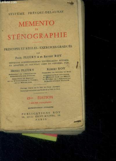Mmento de Stnographie - Principes et rgles, exercices gradus.