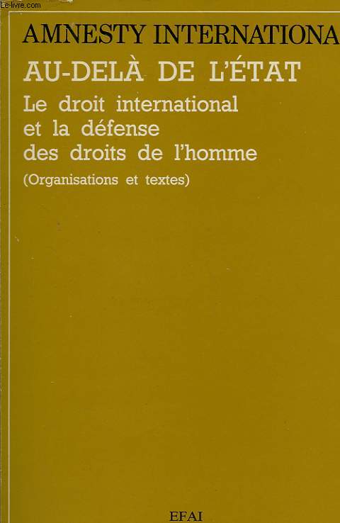 AMNESTY INTERNATIONAL, AU-DELA DE L'ETAT, LE DROIT INTERNATIONAL ET LA DEFENSE DES DROITS DE L'HOMME (ORGANISATIONS ET TEXTES)