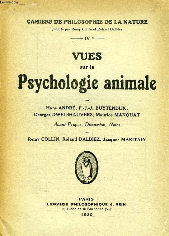 VUES SUR LA PSYCHOLOGIE ANIMALE