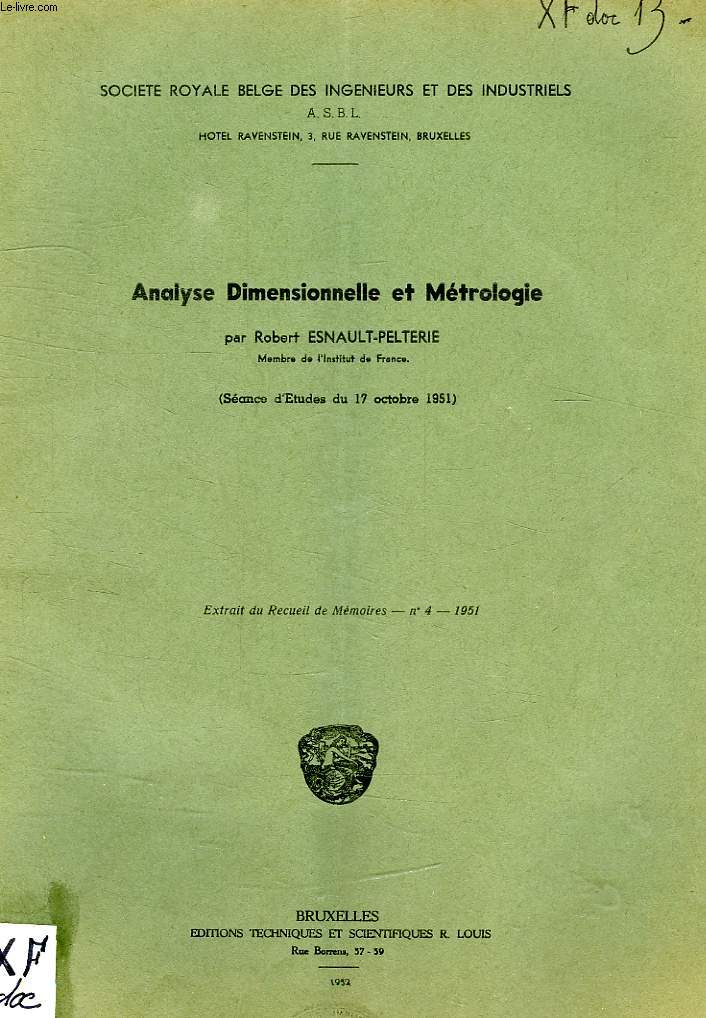 ANALYSE DIMENSIONNELLE ET METROLOGIE