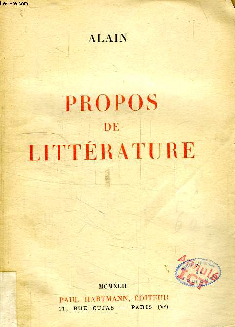 PROPOS DE LITTERATURE