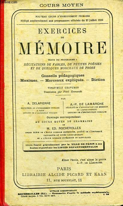 EXERCICES DE MEMOIRE, COURS MOYEN
