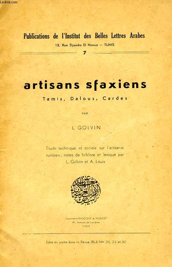 ARTISANS SFAXIENS, TAMIS, DALOUS, CARDES