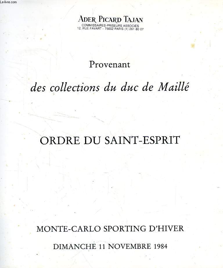 ORDRE DU SAINT-ESPRIT, COLLECTIONS DU DUC DE MAILL (CATALOGUE)