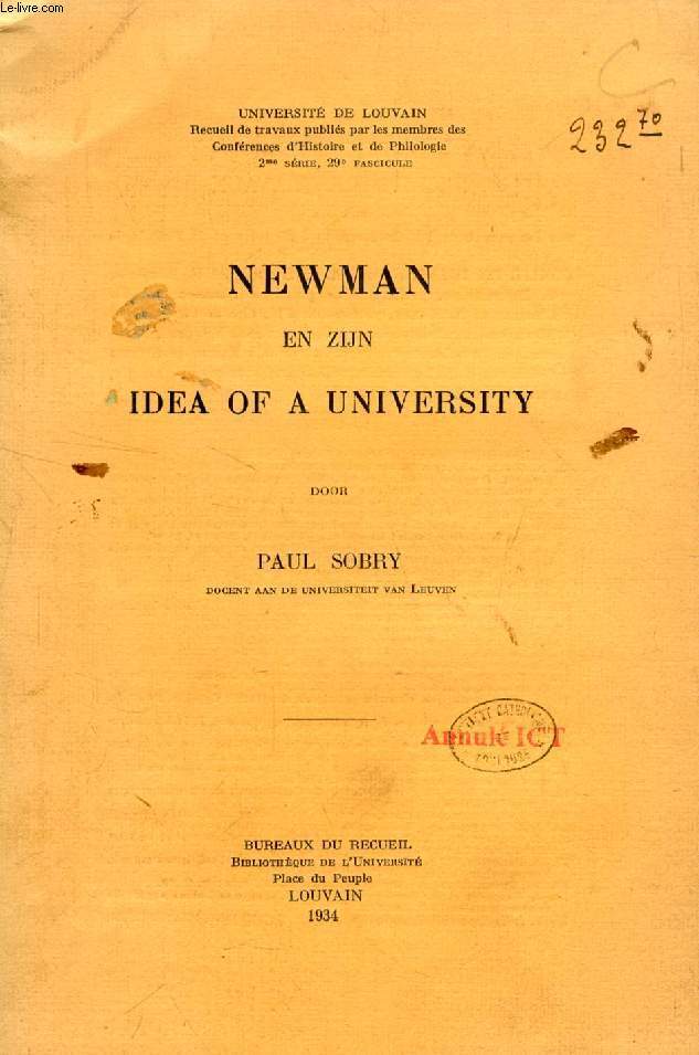 NEWMAN EN ZIJN IDEA OF A UNIVERSITY