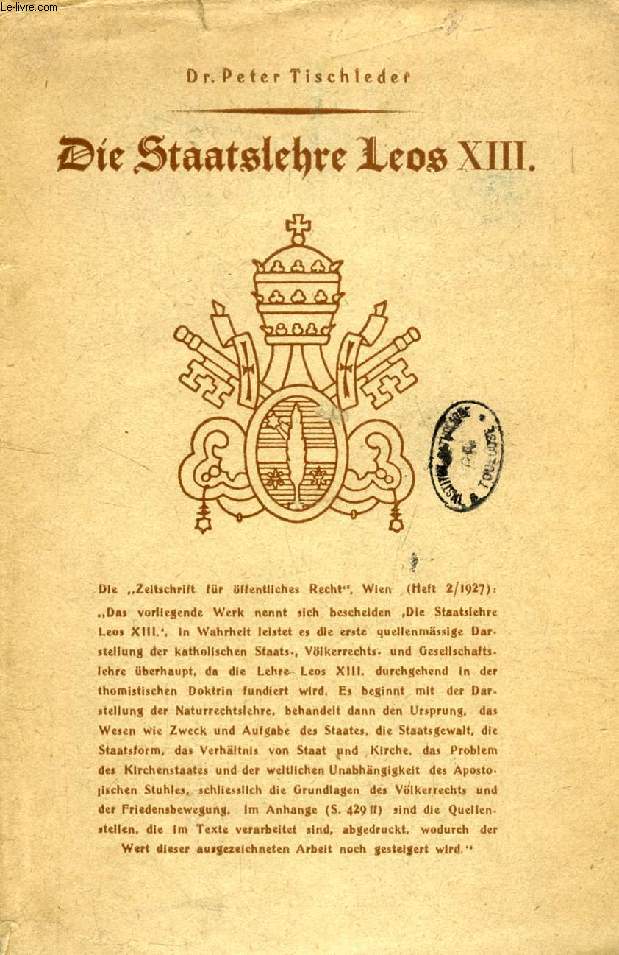 DIE STAATSLEHRE LEOS XIII