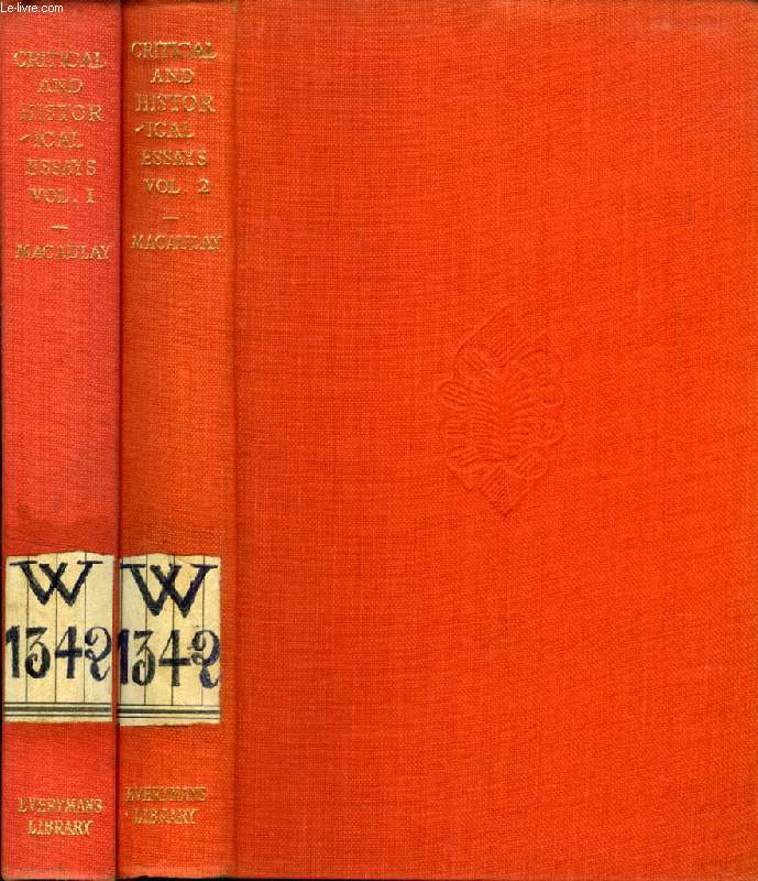 CRITICAL AND HISTORICAL ESSAYS, 2 VOLUMES