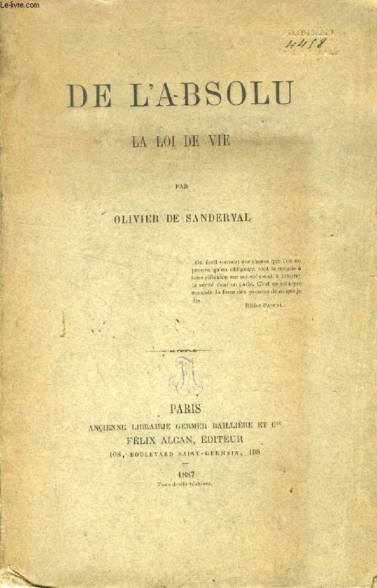 DE L'ABSOLU, LA LOI DE VIE