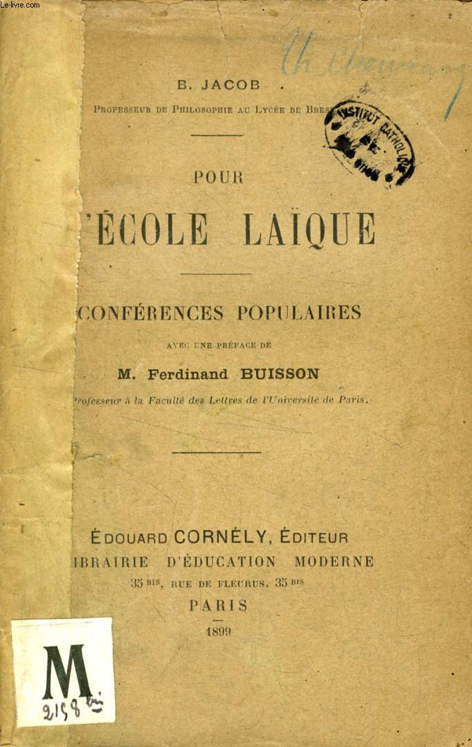 POUR L'ECOLE LAQUE, CONFERENCES POPULAIRES