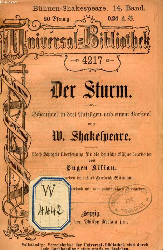 DER STURM, TRAUERSPIEL IN DREI AUFZGEN UND EINEM VORSPIEL