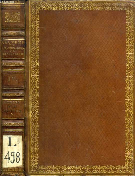 OEUVRES COMPLETES DE JACQUES-HENRI-BERNARDIN DE SAINT-PIERRE, TOME IV, ETUDES DE LA NATURE, II