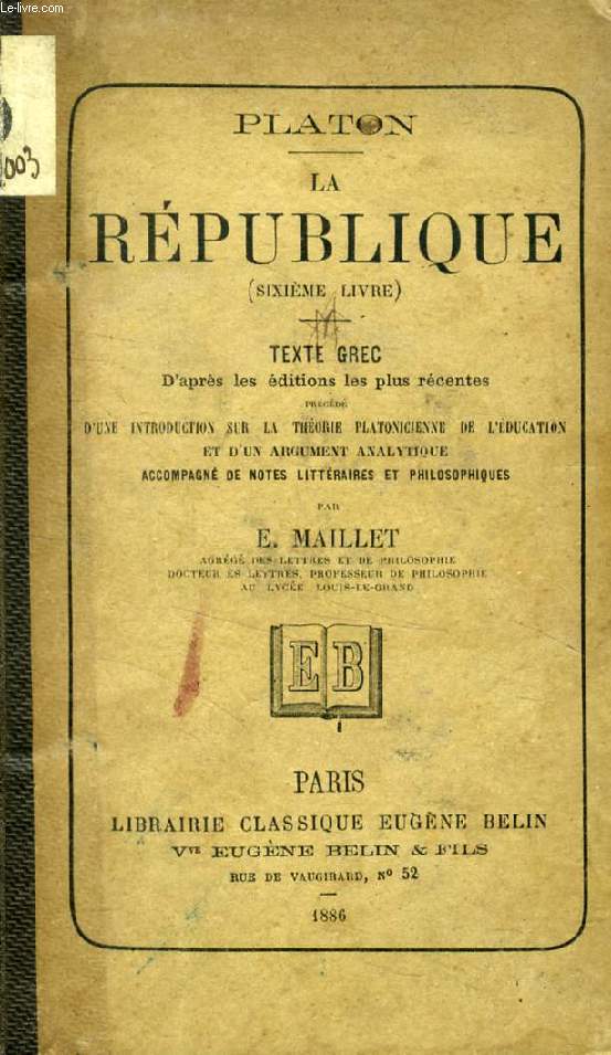 LA REPUBLIQUE, VIe LIVRE, Texte Grec