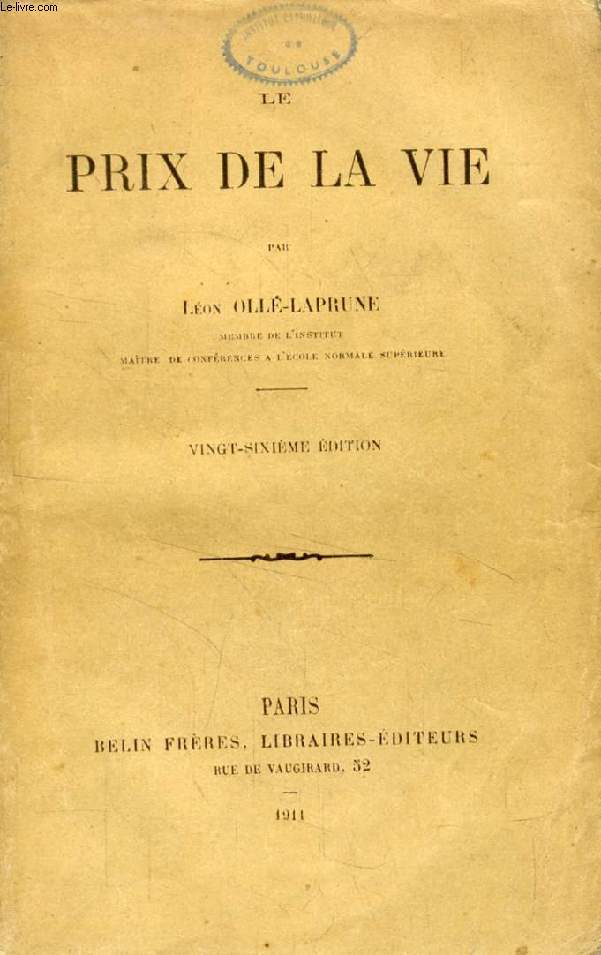 LE PRIX DE LA VIE