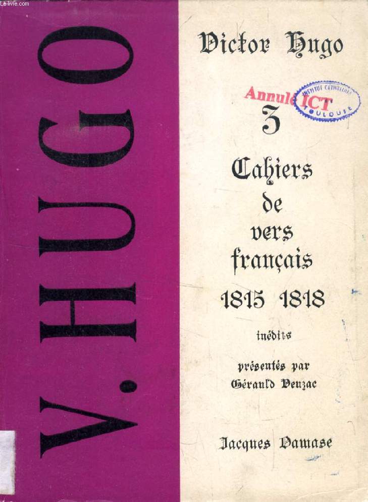 3 CAHIERS DE VERS FRANCAIS, 1815-1818