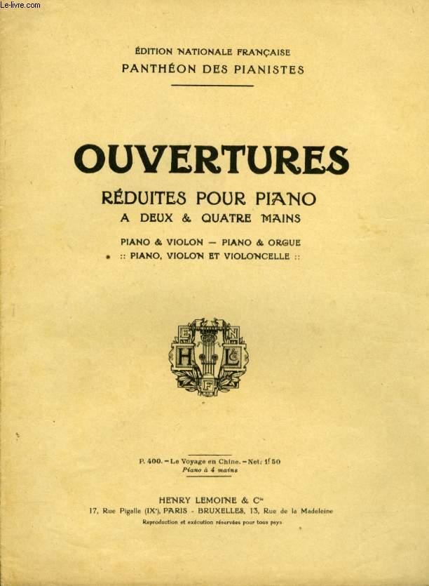 OUVERTURE REDUITES POUR PIANO