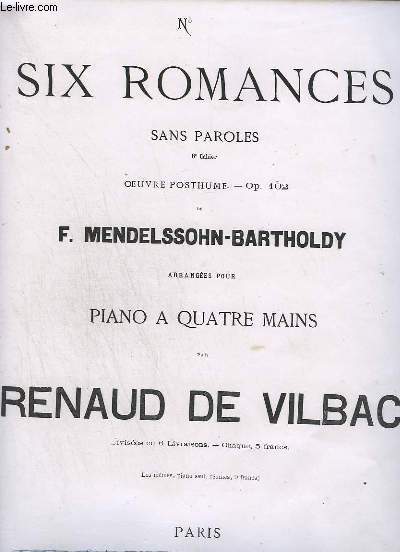 6 ROMANCES SANS PAROLES 8 CAHIERS - N2 : OP.102.