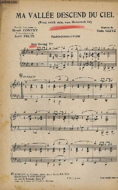 MA VALLEE DESCEND DU CIEL - PIANO CONDUCTEUR + VIOLON / ACCORDEON + 1 SAXO ALTO MIB + 2 SAXO TENOR SIB + 3 SAXO ALTO MIB + 1 TROMPETTE SIB + 2 TROMPETTE SIB + TROMBONE + CONTREBASSE / GUITARE.