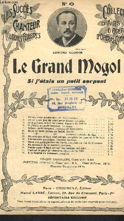 LE GRAND MOGOL - CHANT N6.