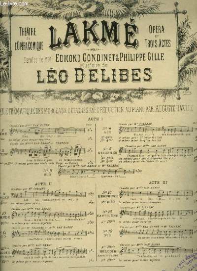 LAKME - N4 : AIR POUR PIANO ET CHANT (GERALD) AVEC PAROLES.