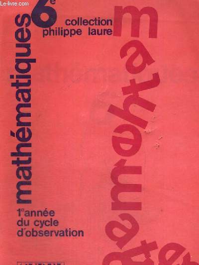MATHEMATIQUES - 6 - 1ER ANNEE DU CYCLE D'OBSERVATION - SPECIMEN