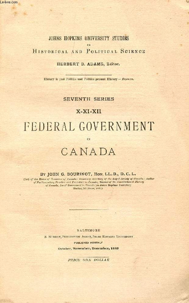 FEDERAL GOVERNMENT IN CANADA