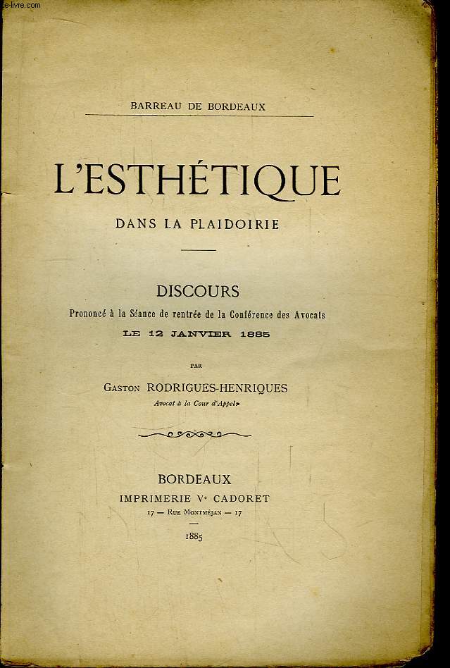 L'Esthtique dans la Plaidoirie.