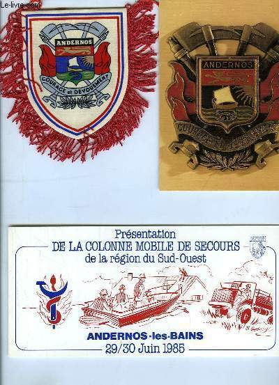 Lot d'un fanion d'Andernos-les-Bains + 1 carte postale illustr par Elc (en double exemplaire
