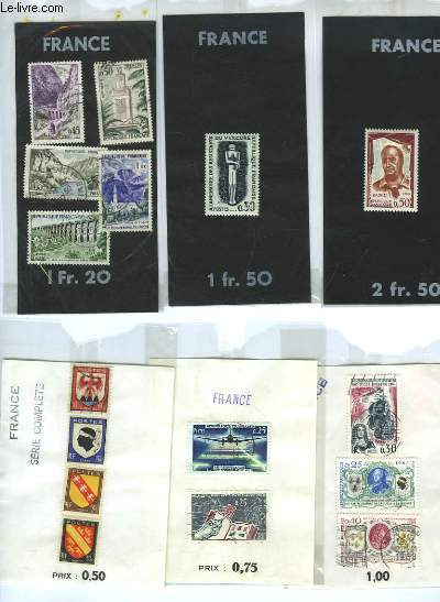 Collection de 23 timbres-poste, neufs ou oblitrs, de Rpublique Franaise : Ptain, Raimu, Tricentenaire du Peuplement de l'Ile de Bourbon (1665 - 1965), 2me Centenaire du Rattachement de la Corse  la France. Rattachement de la Flandre  la France...