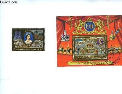 Collection de 2 timbres-poste oblitrs, de l'Etat Comorien. 25e Anniversaire du Couronnement d'Elizabeth II