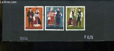 Collection de 3 timbres-poste oblitrs, de Bulgarie. Costumes bulgares.