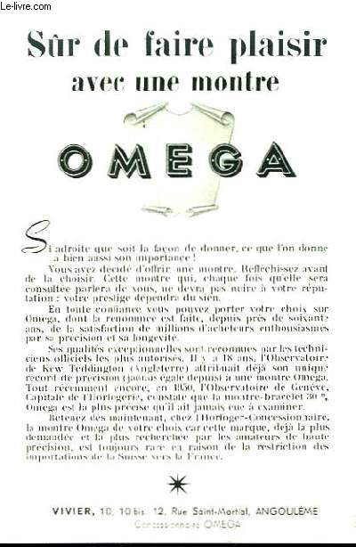 Brochure publicitaire Omga. Les montres Omga en or pour Dames et pour Hommes