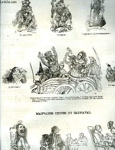 Le Charivari N76 - 9me anne. Types de Carnaval, mauvaises queues de Carnaval, par Henry Monnier - Les Cincinnatus  la mode.