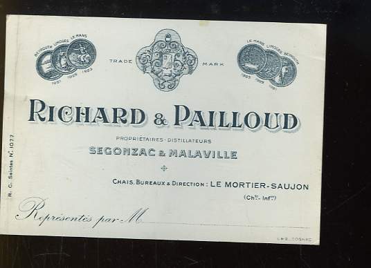 1 carte de visite de 