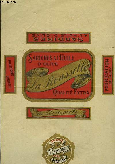 Affichette publicitaire des Sardines  l'Huile d'Olive 