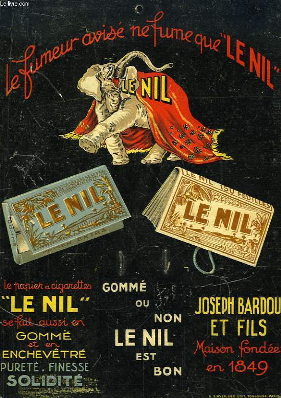 Plaquette publicitaire du papier  Cigarettes 
