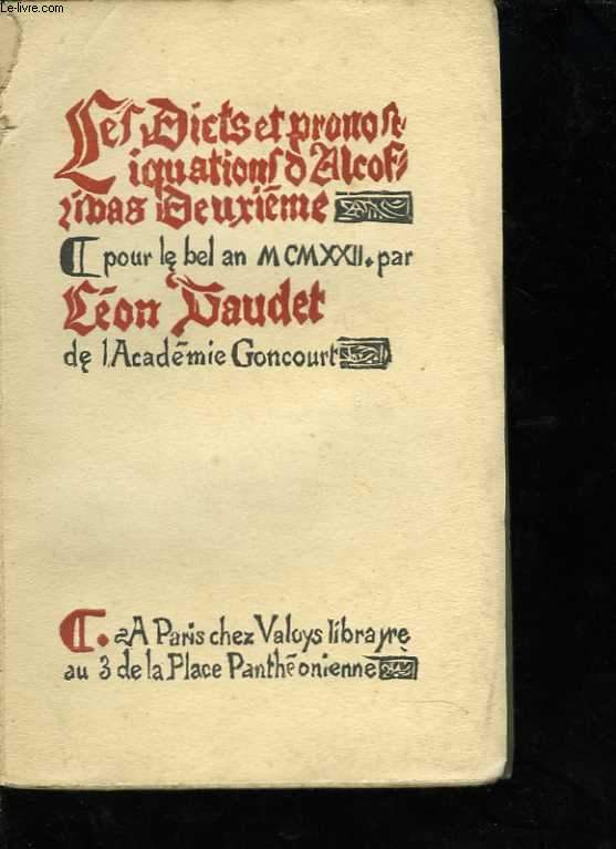 Les Dicts et Pronostiquations d'Alcofribas Deuxime pour le bel an 1922