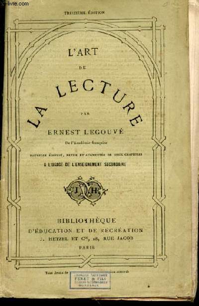 L'art de la lecture. A l'usage de l'enseignement secondaire
