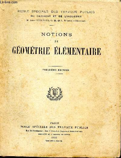 Notions de gomtrie lmentaire.