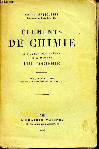 Elments de chimie  lusage des lves de la clkasse de philoqophie