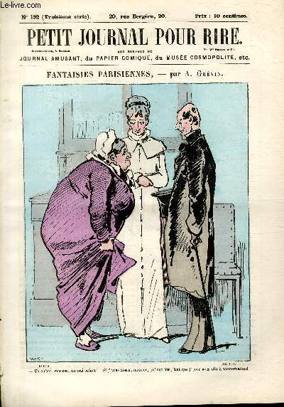 Petit journal pour rire N192 de la 3 srie, Fantaisies parisiennes par Grvin.