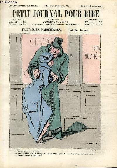 Petit journal pour rire  N228 de la 3 srie, Fantaisies parisiennes par Grvin.